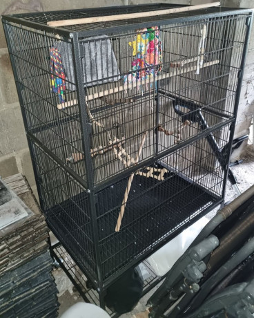 yaheetech-132cm-large-parrot-bird-cage-for-cockatiel-lovebird-durable-frame-with-perch-stand-big-2