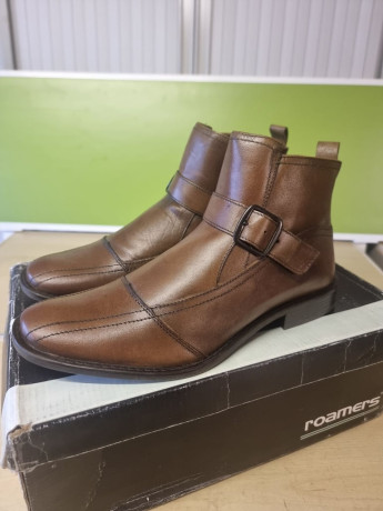 new-roamers-mens-brown-leather-buckle-ankle-tassle-kansas-boots-uk6-big-0