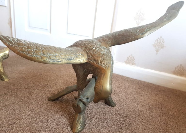 large-eagle-statue-on-branch-rare-antique-collectable-wingspan-heavy-big-0